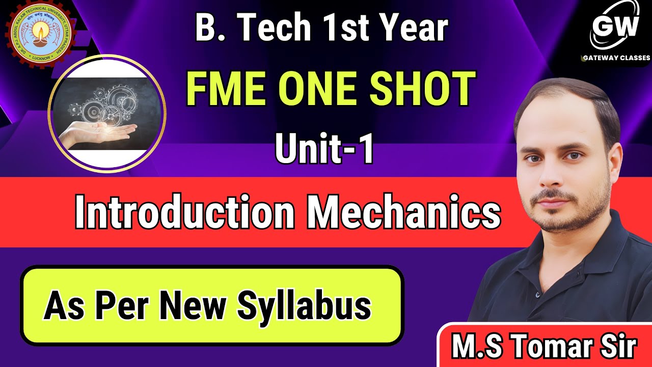 FME UNIT_1 I ONE SHOT REVISION VIDEO I Introduction Mechanics I by Mahendra Singh Tomer