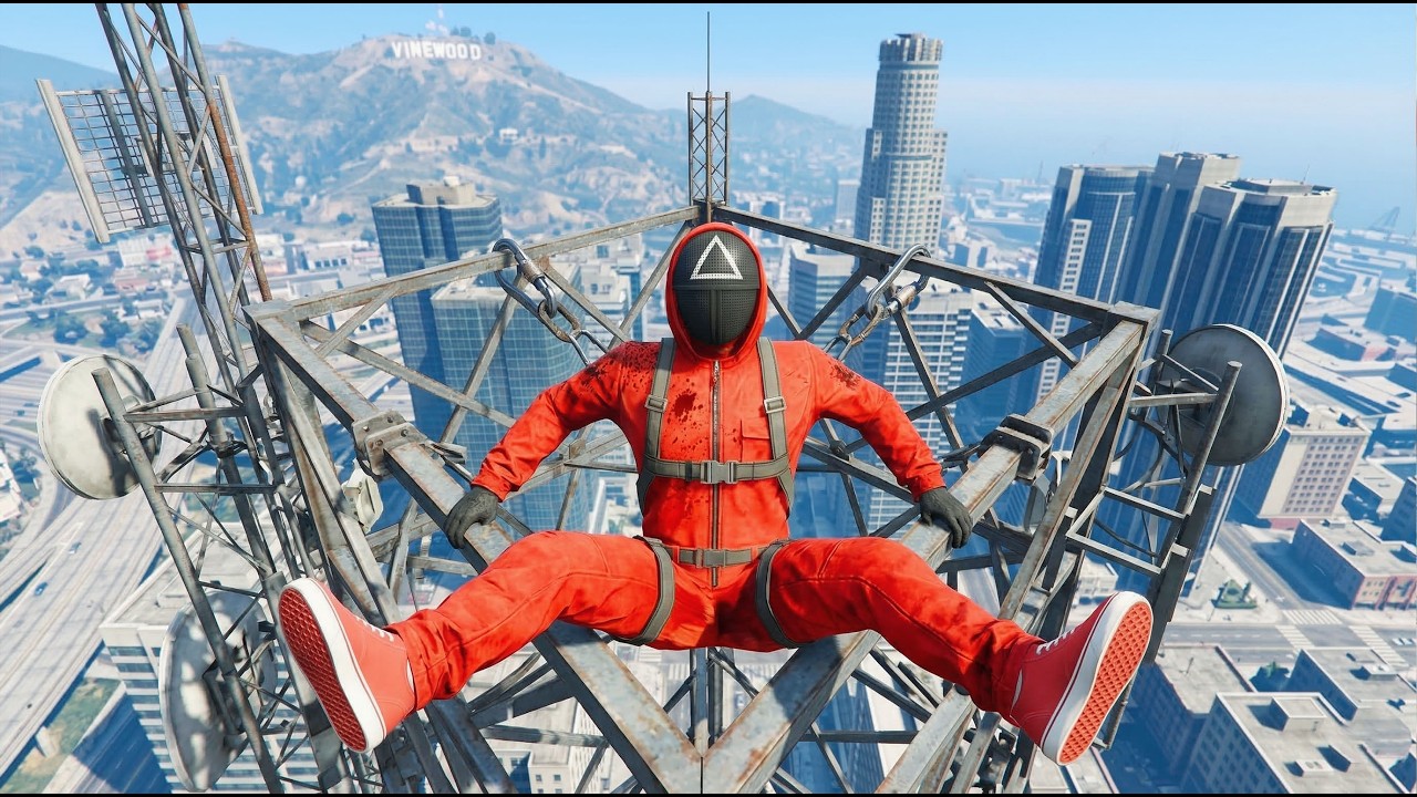 GTA 5 Squid Game Guard vs. Gravity  Ultimate Ragdoll & Jump Fails (Ep. 10)