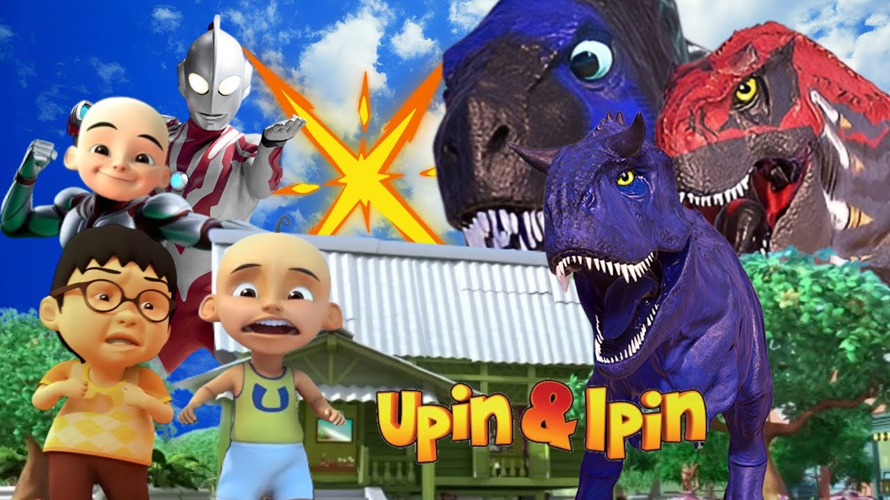 Kompilasi Upin Ipin Takut Ada Tirex Dinosaurus Biru Tua Tanduk Merah Ultramen Ribut Datang Membantu