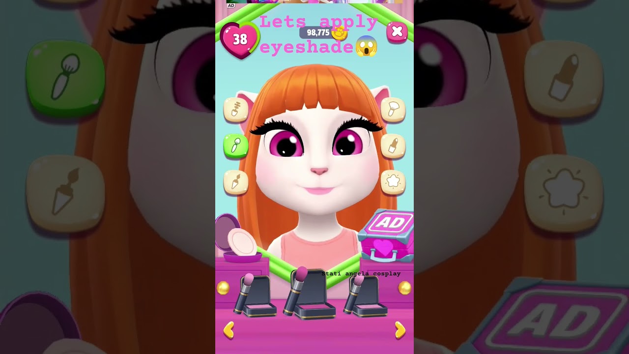 Apply eyeshadow 😘😱🌚 #mytalkingangela2 #fashion #games #newgame2026 #angela2