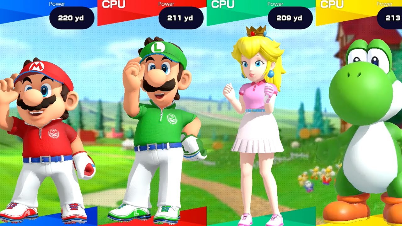 Mario Golf Super Rush - Rookie Course - Mario vs Luigi vs Peach vs Daisy