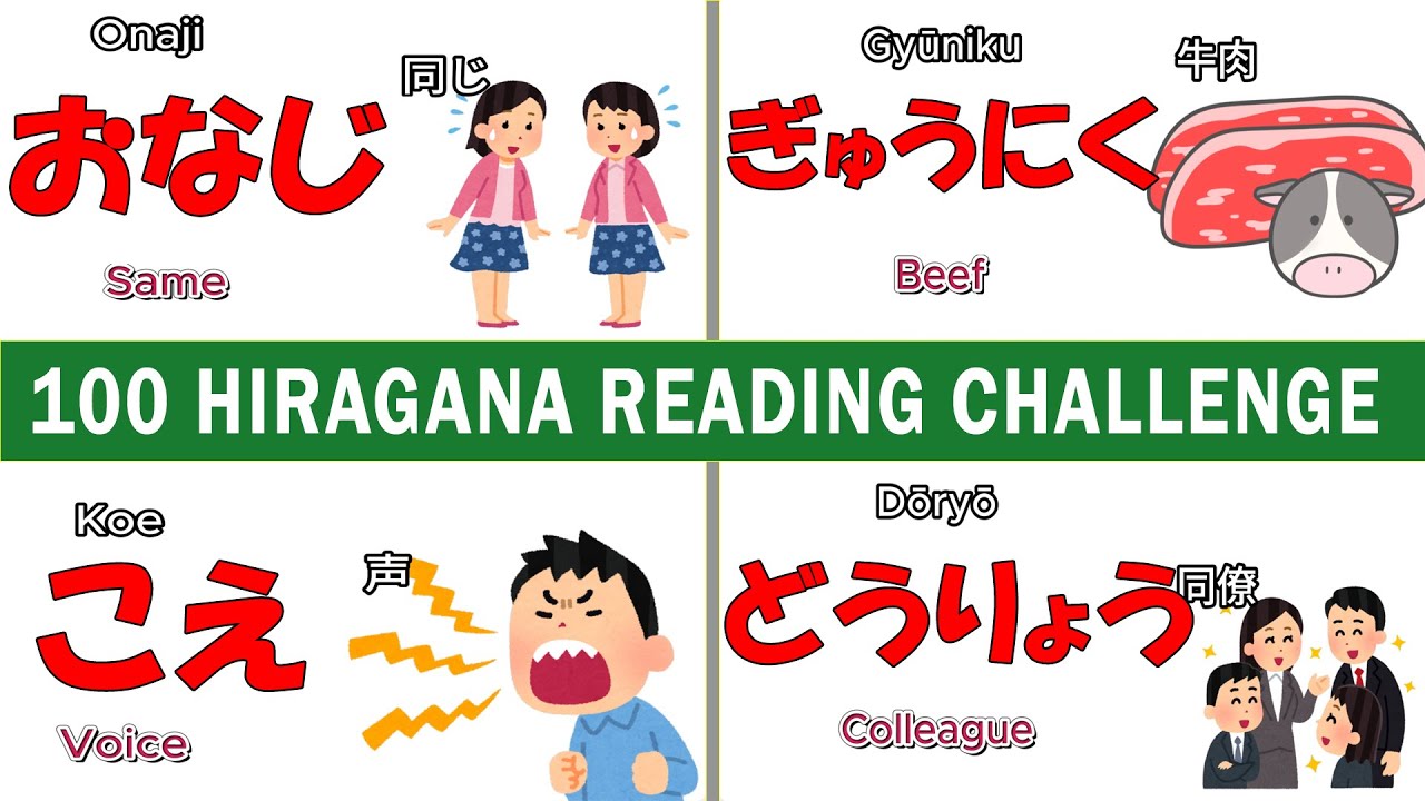 【HIRAGANA】100 HIRAGANA READING CHALLENGE TEST #10  | LEVEL1~4 | Japanese Hiragana Quiz