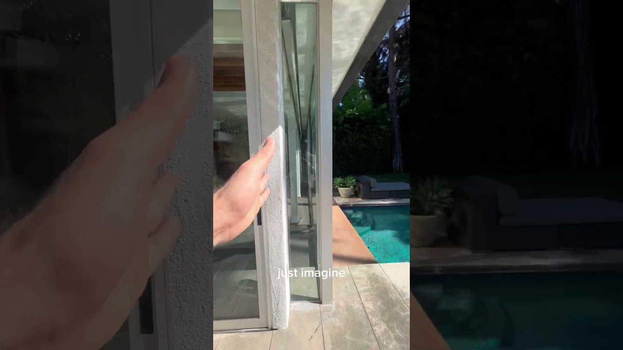 Walk out the living room into the pool