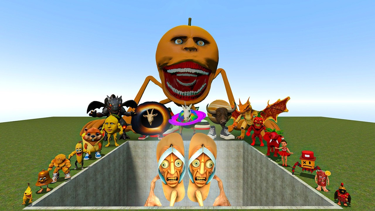 AI Brainrot Memes vs Alamak Sandal Bosses in Giant Pit – Gmod Chaos