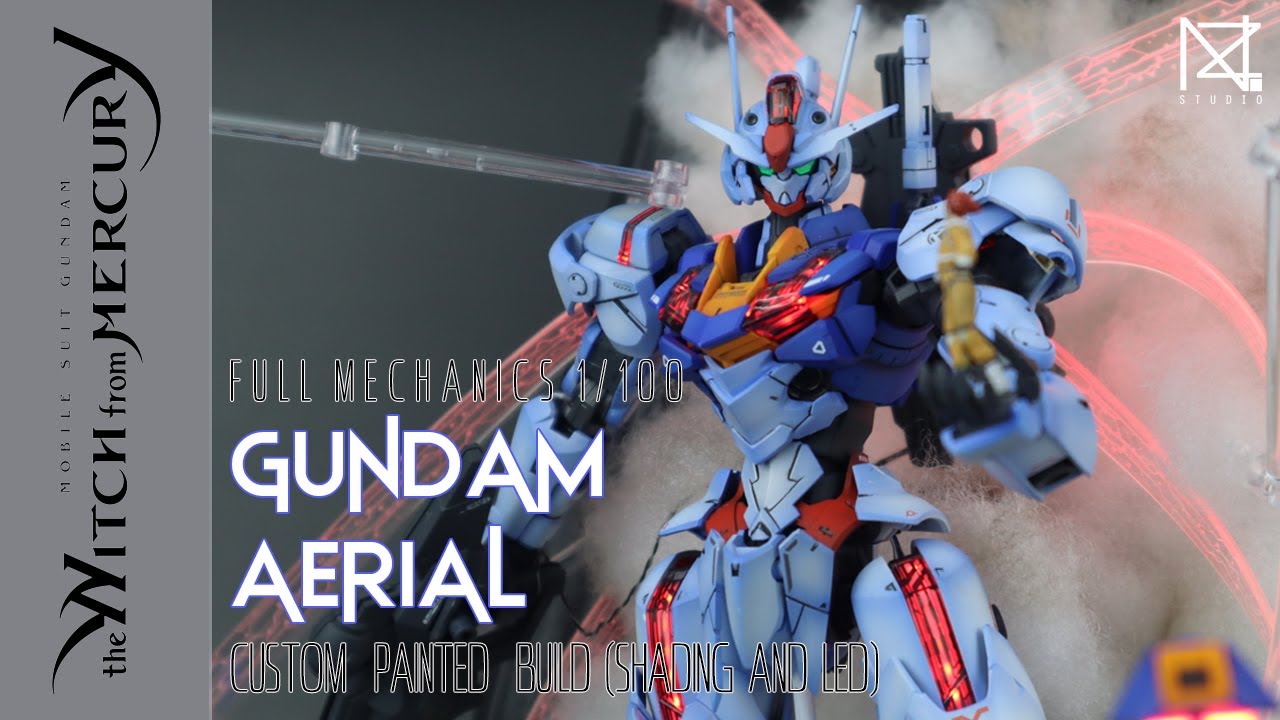 Custom Painted Build FM 1/100 GUNDAM AERIAL Shading + KOSMOS LED