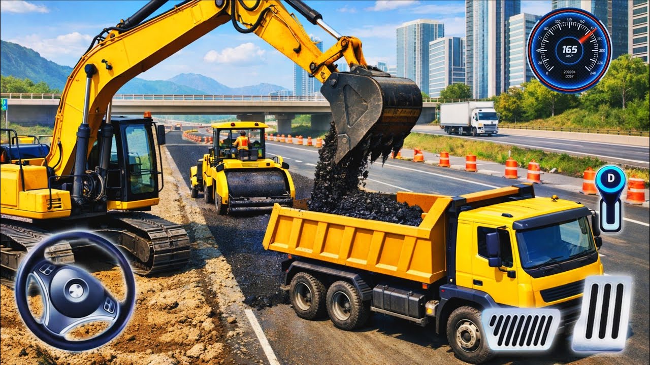 JCB Highway Road Construction 3D - City Excavator Loading Simulator - Android GamePlay 2026