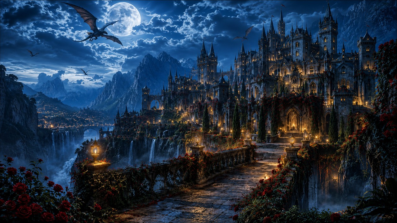 Dragon Rider Fantasy Reading Ambience | Moonlit Castle Piano for Book Lovers