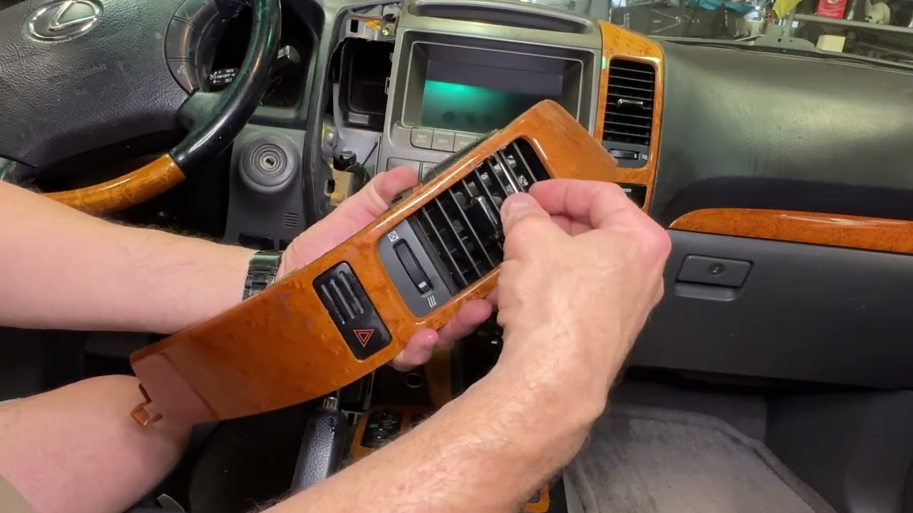 2003 to 2009 Lexus GX470 Center Vent Drivers side replacement wood grain trim removal step by step