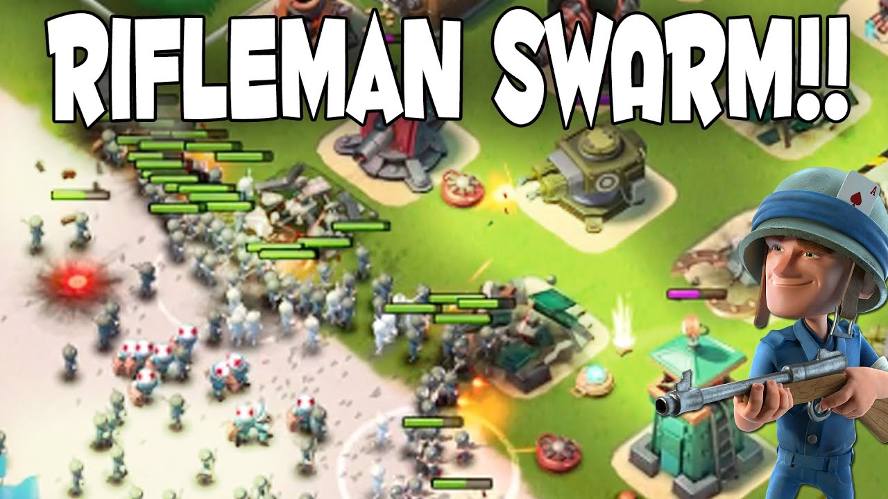 MAX RIFLEMAN SWARM! | Boom Beach Level 22 Rifleman Gameplay!