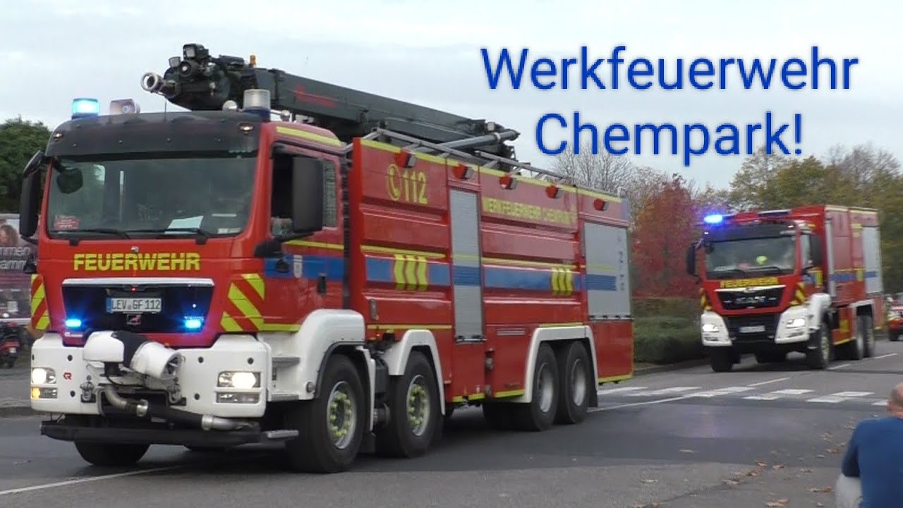 (Werkfeuerwehr Chempark Leverkusen) 27 Fahrzeuge auf Einsatzfahrt!