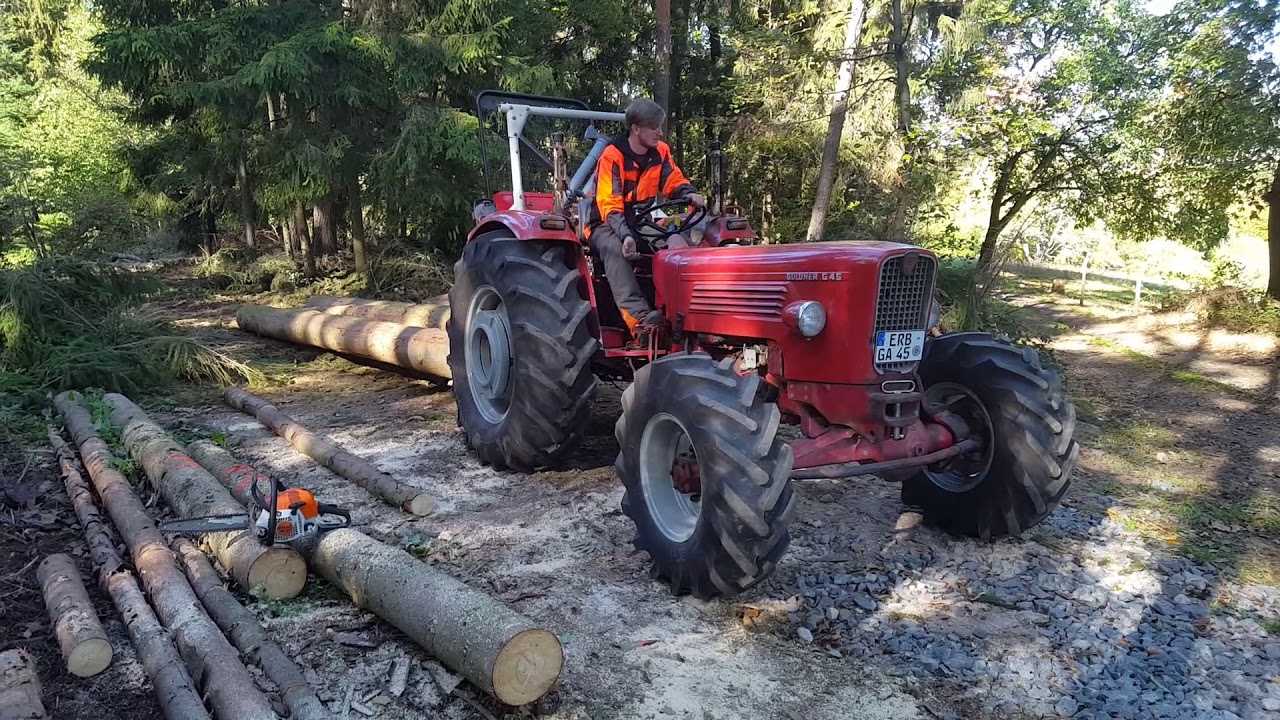 Holz ziehen mit 3,5t Oehler Seilwinde und Güldner G45a