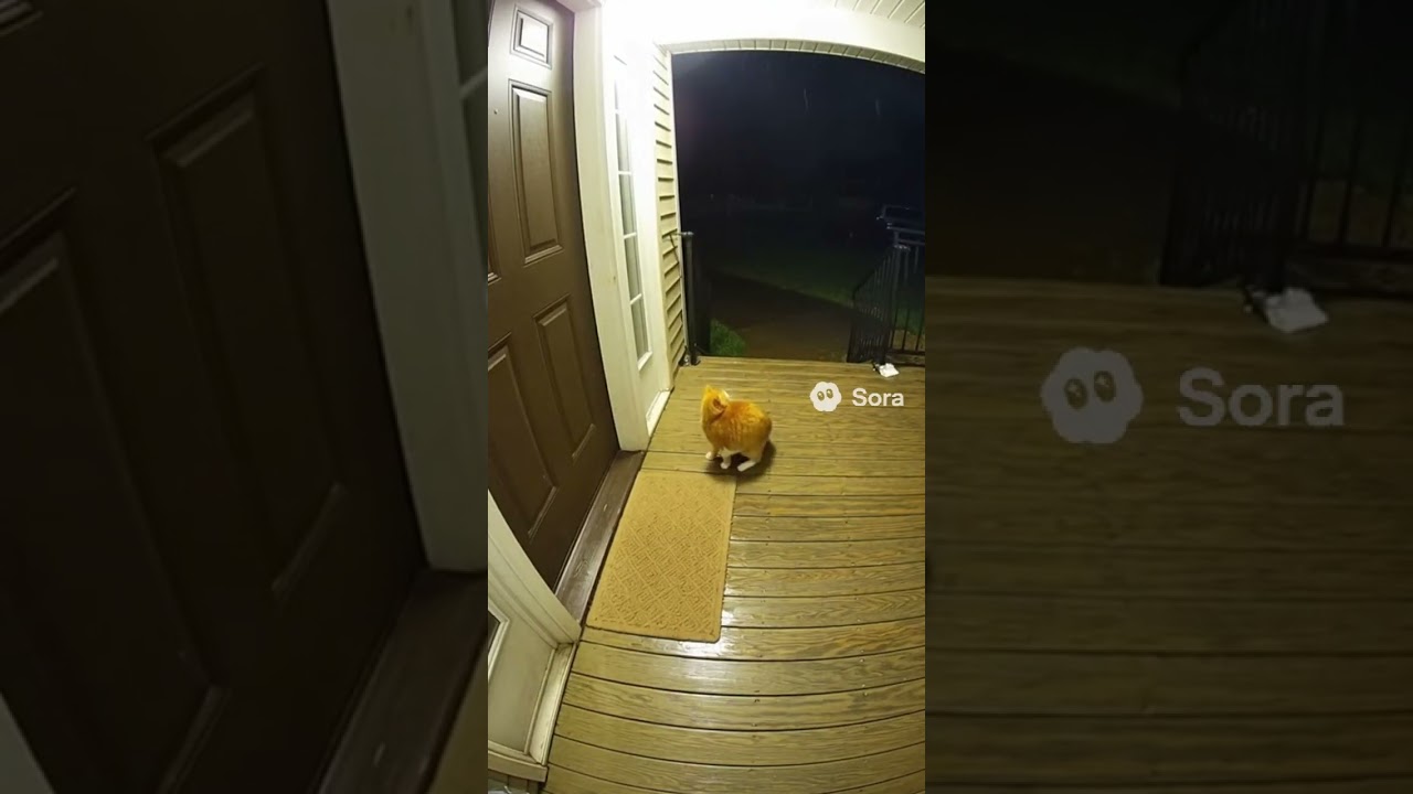 “Poor Cat Terrified by Lightning! 🌩️😱 CCTV Reaction Looks So Real”