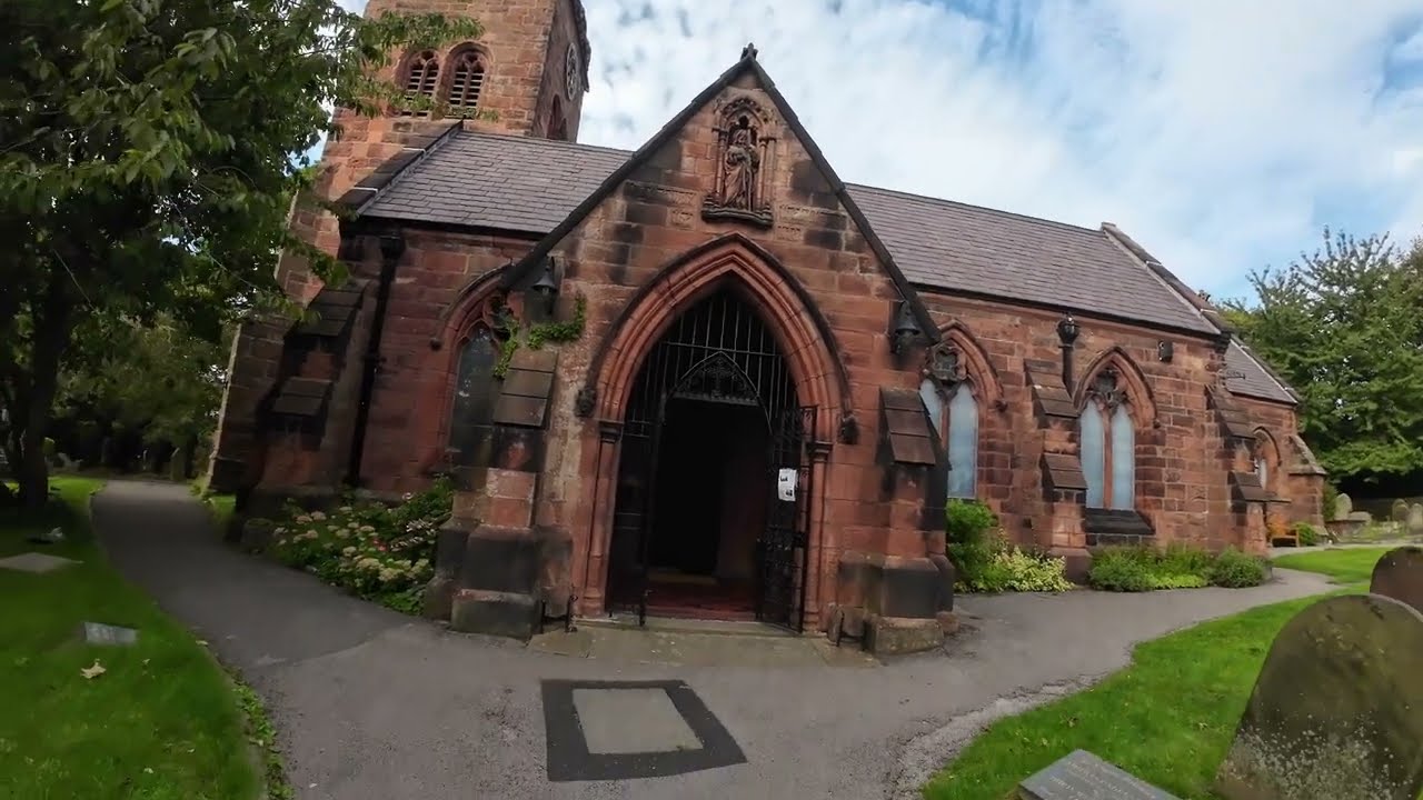 ST. BRIDGETS CHURCH , WEST KIRBY, WIRRAL.  CAMERA/DRONE. #video 85# 4K