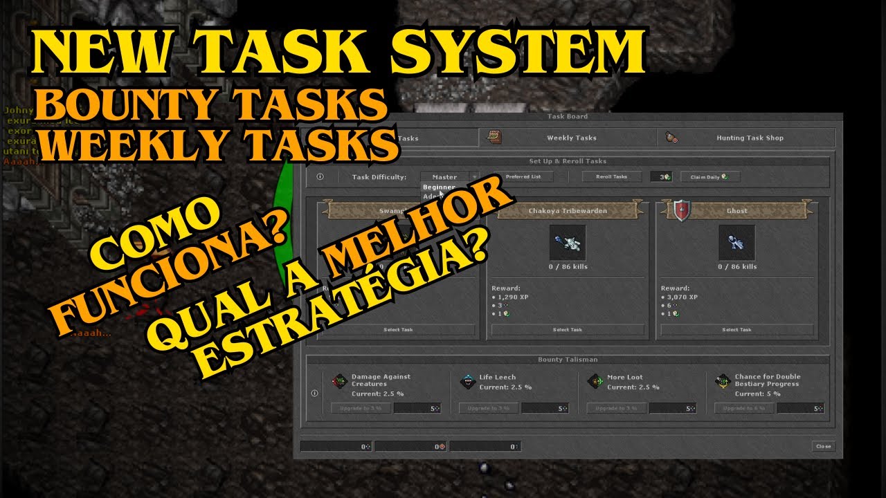 TUDO QUE VOCÊ PRECISA SABER SOBRE BOUNTY E WEEKLY TASKS NO TIBIA!
