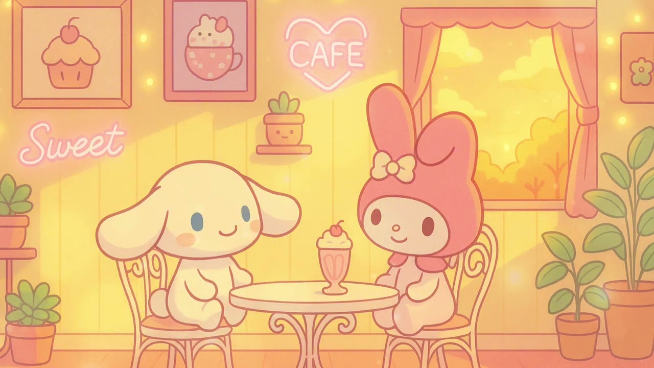 🧁Cinnamoroll & My Melody’s Cozy Milkshake Café| Dreamy Sanrio Lofi Beats for Studying & Relaxing🍓☁️