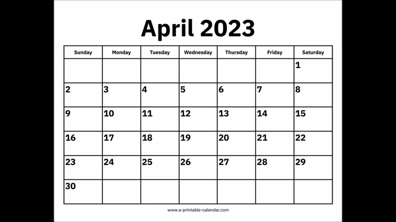April 2023 Calendar