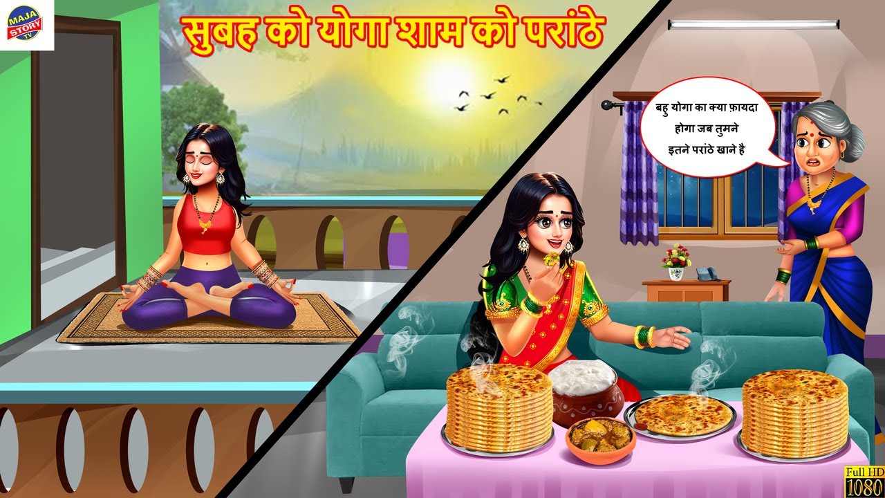 सुबह को योगा शाम को परांठे | Subah Ko Yoga Shaam Ko Paranthe | Hindi Kahani | Moral Stories |Cartoon