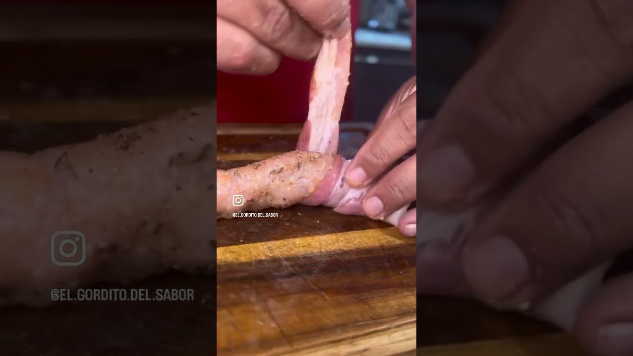 Rollitos de chuletas rellenas de pl&aacute;tano maduro envueltas en bacon  #comidacriolla  #comidaboricua