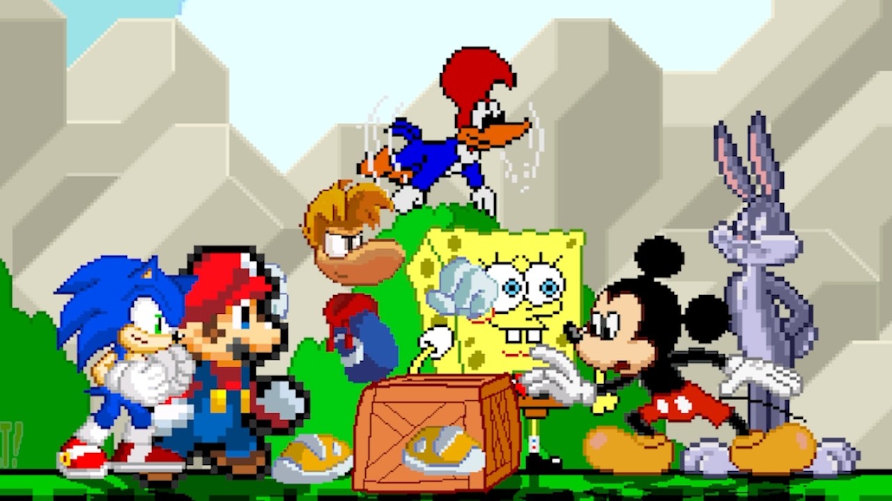 MUGEN RUMBLES! TEAM SUPER MARIO  FIGHTS  TEAM MICKEY MOUSE | RACE TO 3 WINS
