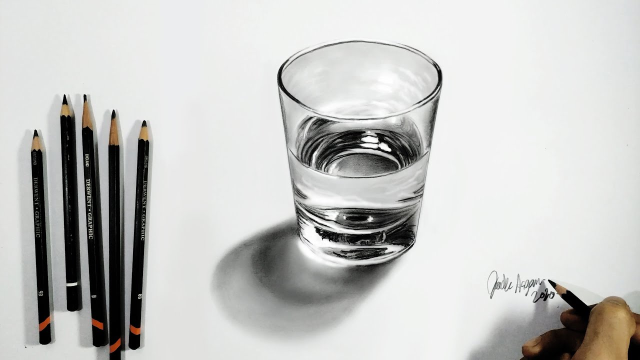 Cara menggambar 3D Gelas dengan mudah menggunakan Pensil