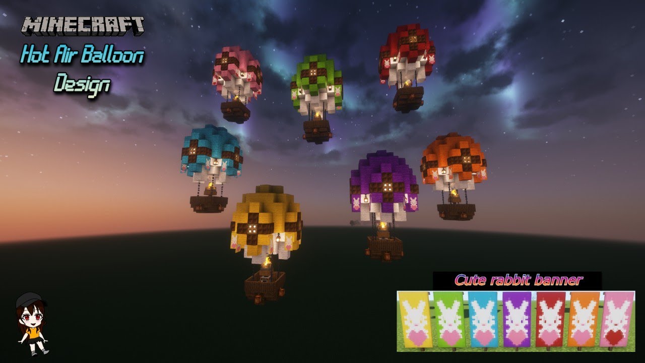 Minecraft | How To Build Colorful Hot Air Balloon [ Tutorial ]