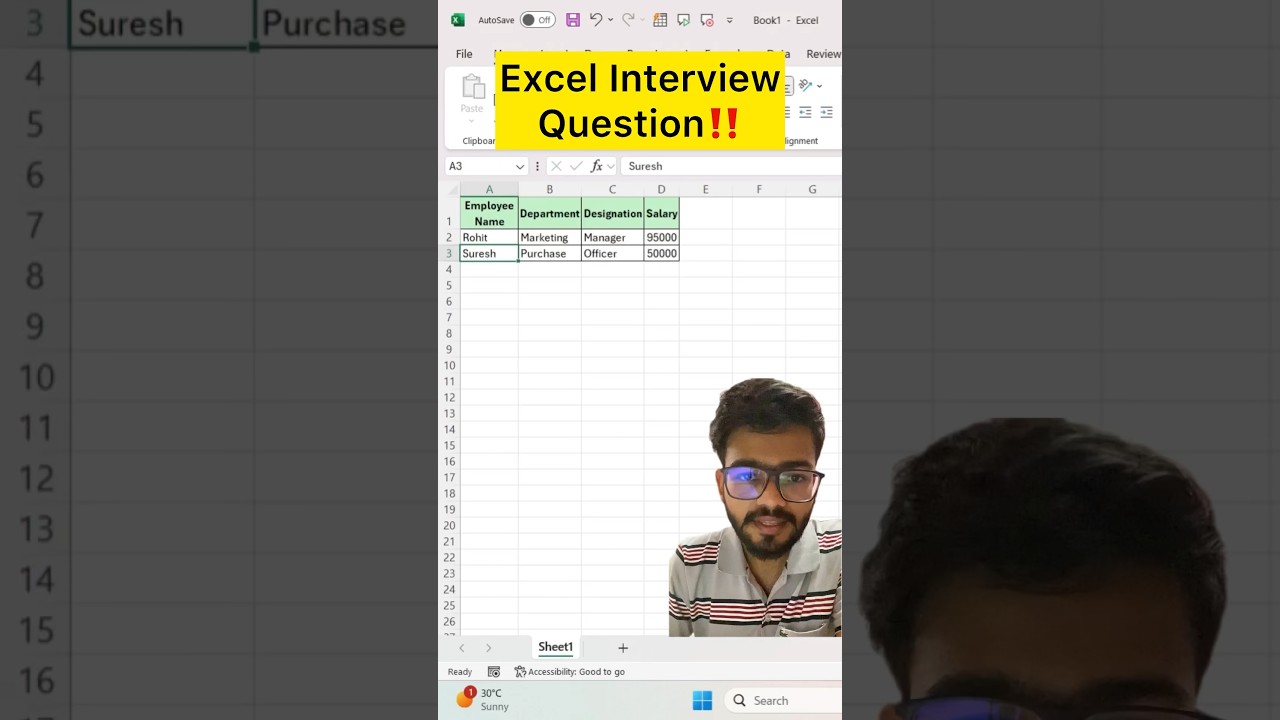 Interviewer asked Excel Question😰‼️Showed him Amazing Trick #exceltips #excel #exceltricks #shorts
