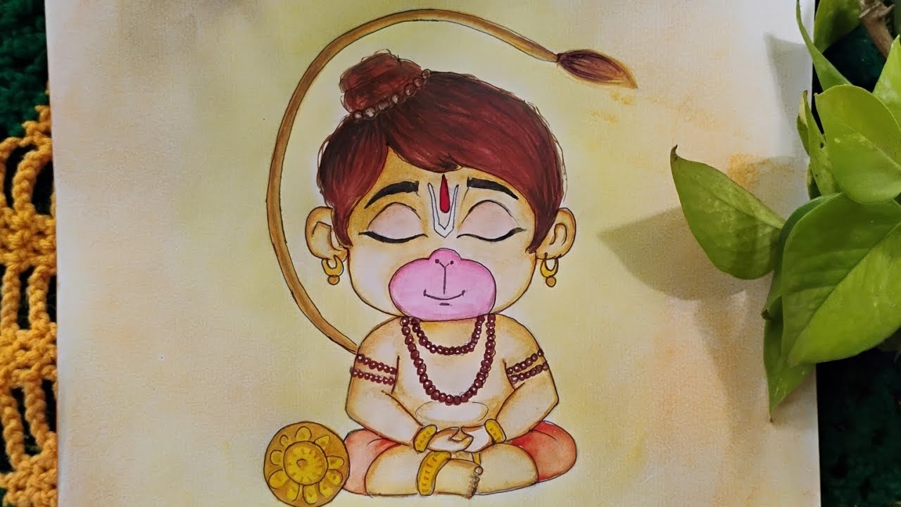Cute Hanuman Ji Drawing || Easy and Simple painting 🎨🖌️