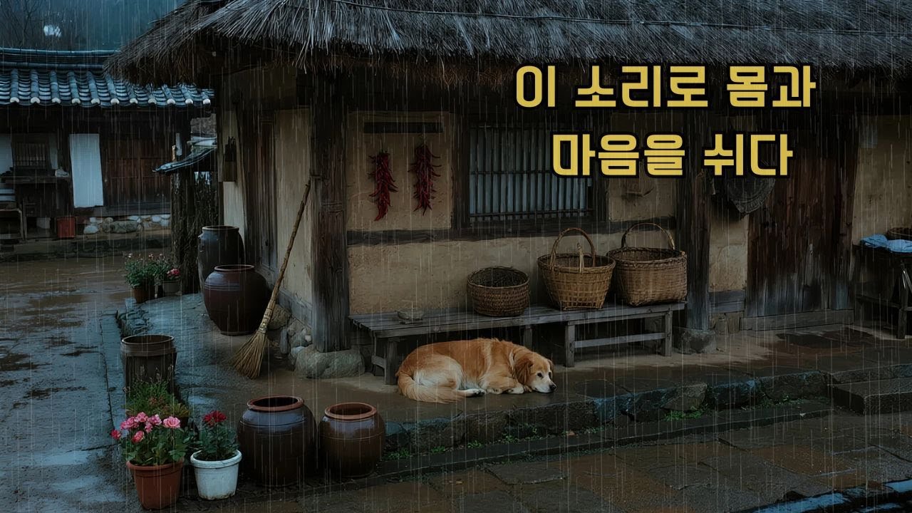 🐕빗소리와 함께 잠든 강아지, 한옥 처마 아래의 평화 | 마음을 감싸는 치유 ASMR