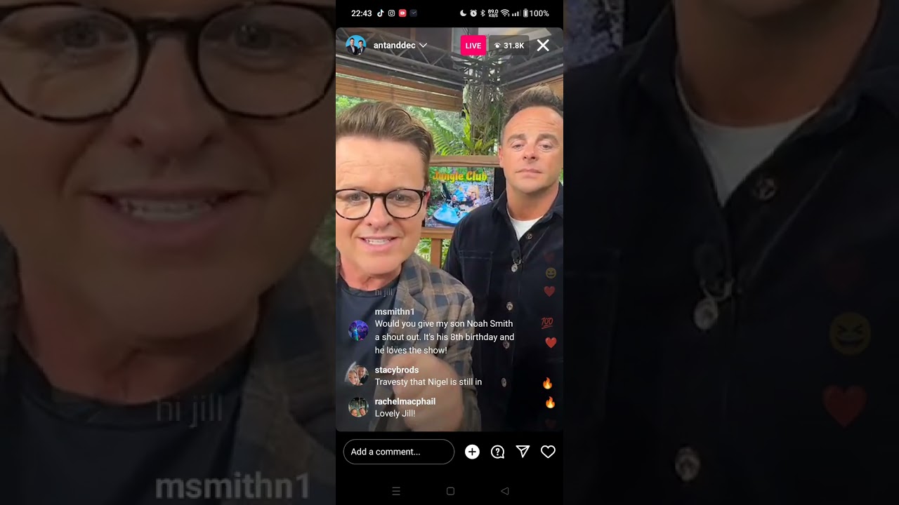I'm a celebrity get me out of here Instagram live ant and Dec s23e21 9.12.23