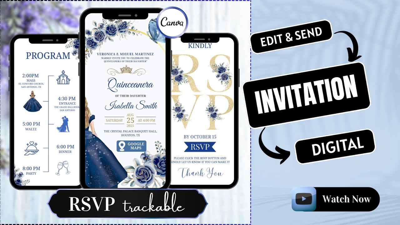 How to Make a Wedding Invitation Online | Canva Tutorial + RSVP Form | Easy Canva Tutorial