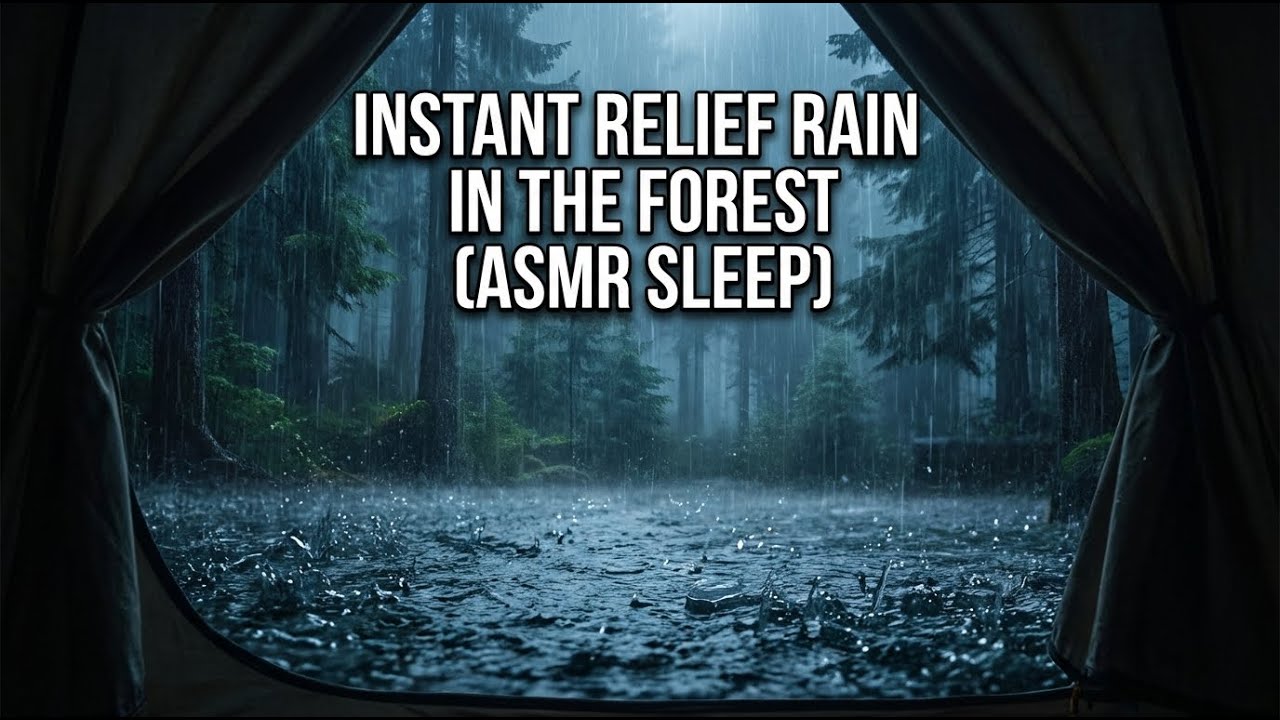 Safe Inside Rain on Tent Cozy Forest Night Ambience for Deep Sleep (8 Hours ASMR)
