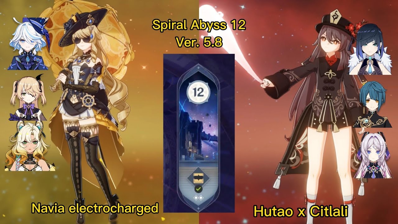 Genshin impact Abyss 5.8 | C0 navia electrocharged & C1 hutao x Citlali Floor 12 9 stars