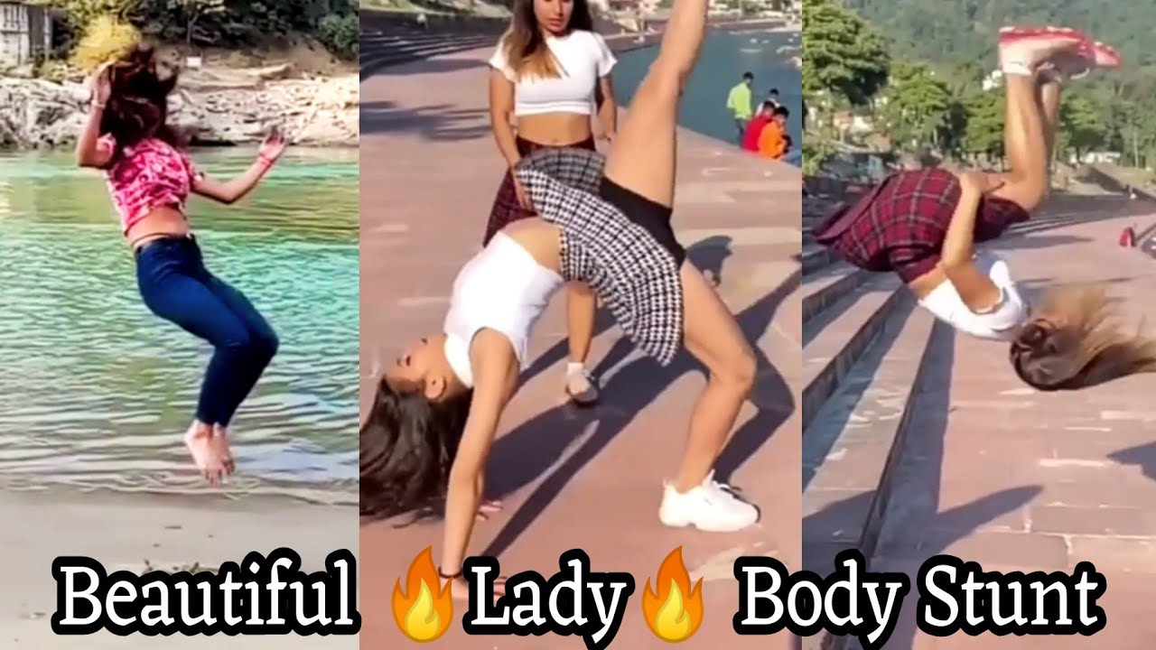 Desi Lady body stunt and backflip | beautiful girl | college girl | sexy girl | women | crazy girl |