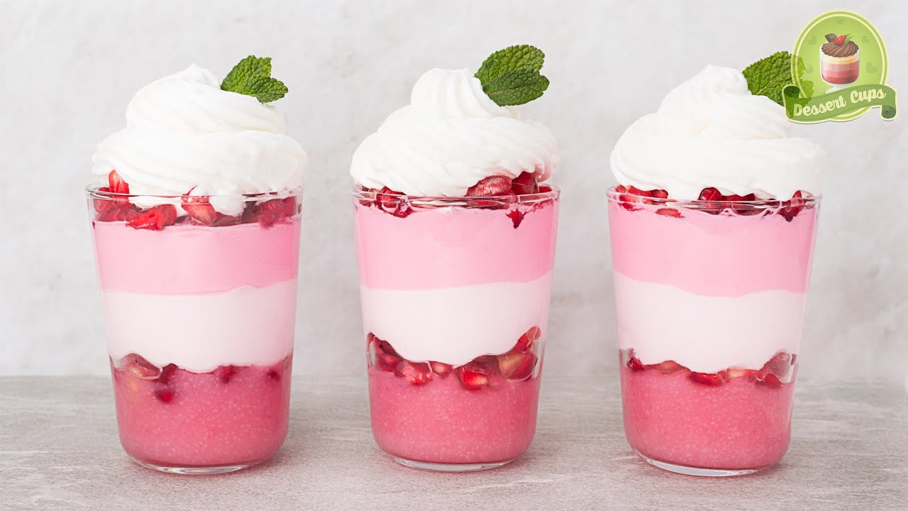 🔴 Pomegranate Dessert Cups 🍨 Pomegranate Dessert / Dessert Cups Ideas / Pink Girl Dessert