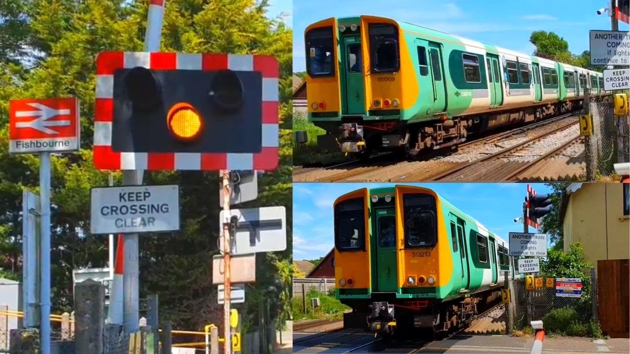 Two Class 313s at Fishbourne Level Crossing, West Sussex