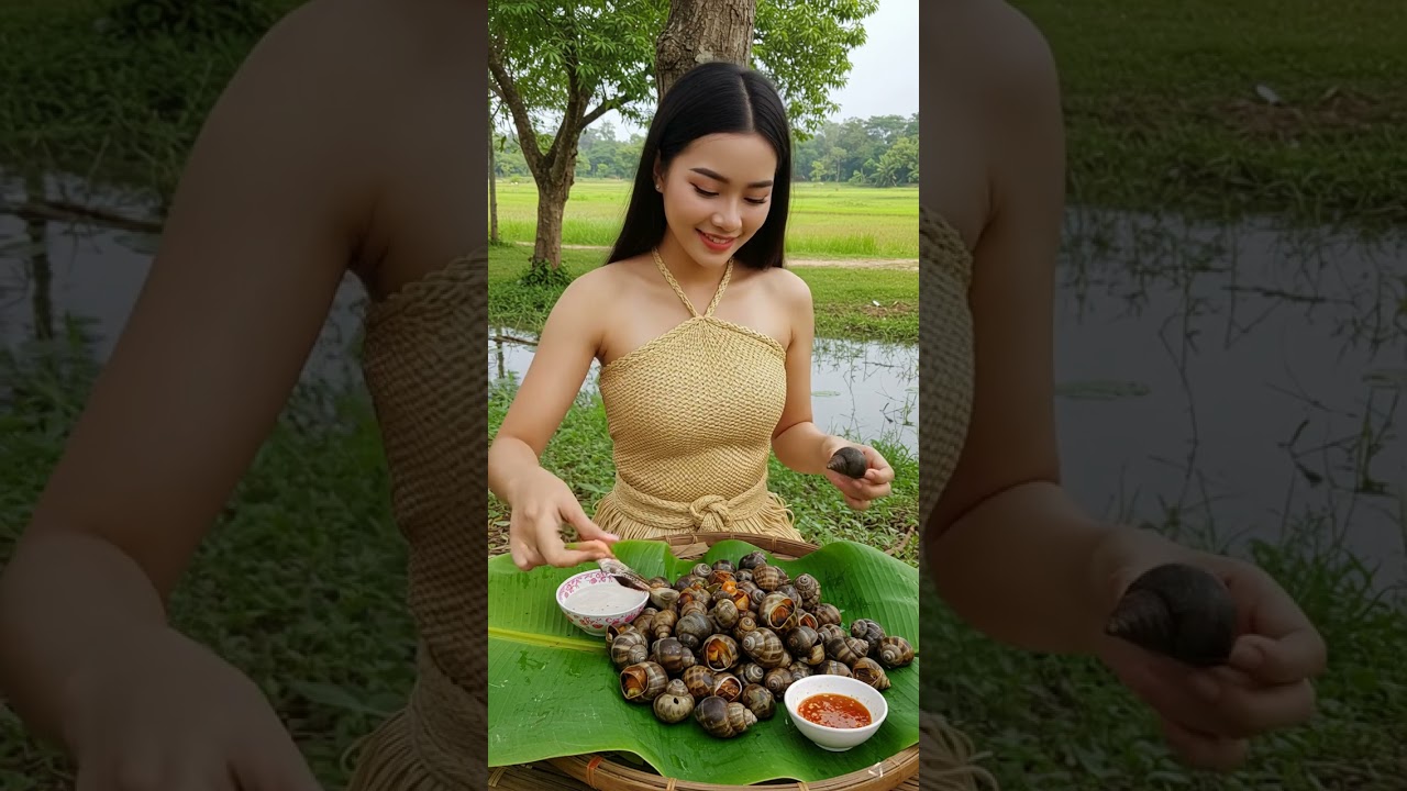Authentic Rural Life in Cambodia &ndash; Beautiful Girl & Snail Dish