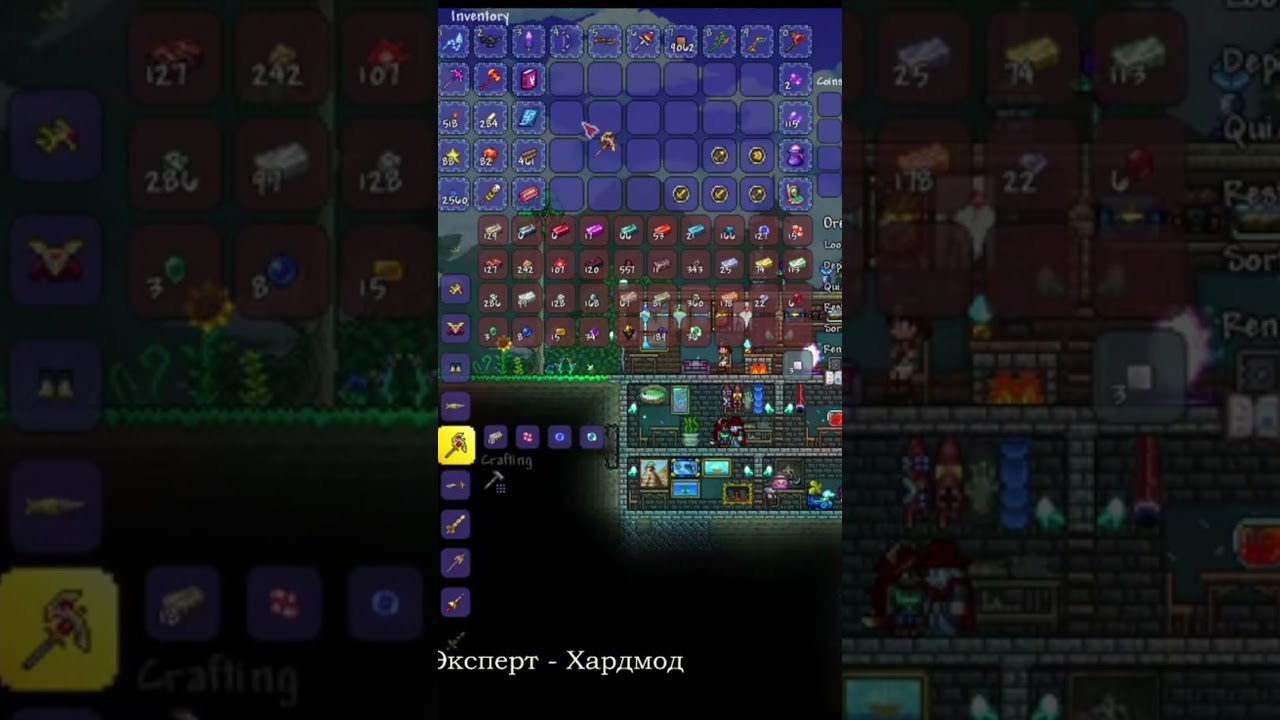 Сразу Легендарное зачарование Святой кирки в Terraria! 💎 #flamewind #terraria #pickaxe #легендарная
