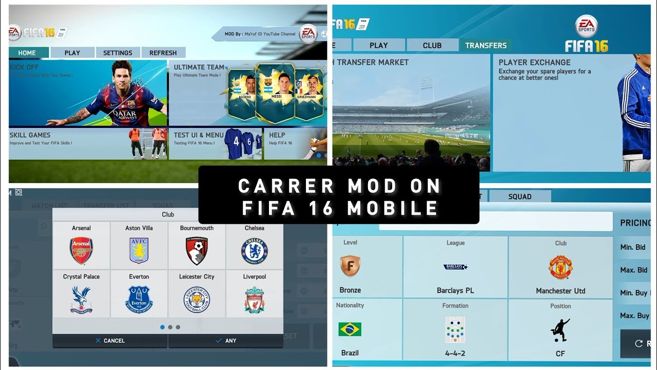 FIFA 16 ORIGINAL CAREER MODE TEST WORK FIFA 16 MOD OFFLINE ANDROID CARRER MOD 25 ANDROID REALISTIC