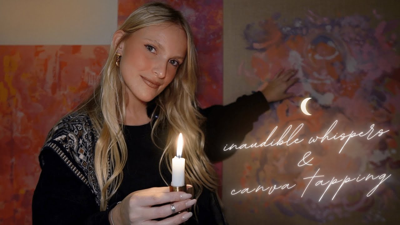 ASMR inaudible whispers & canva tapping: cozy night in my art studio