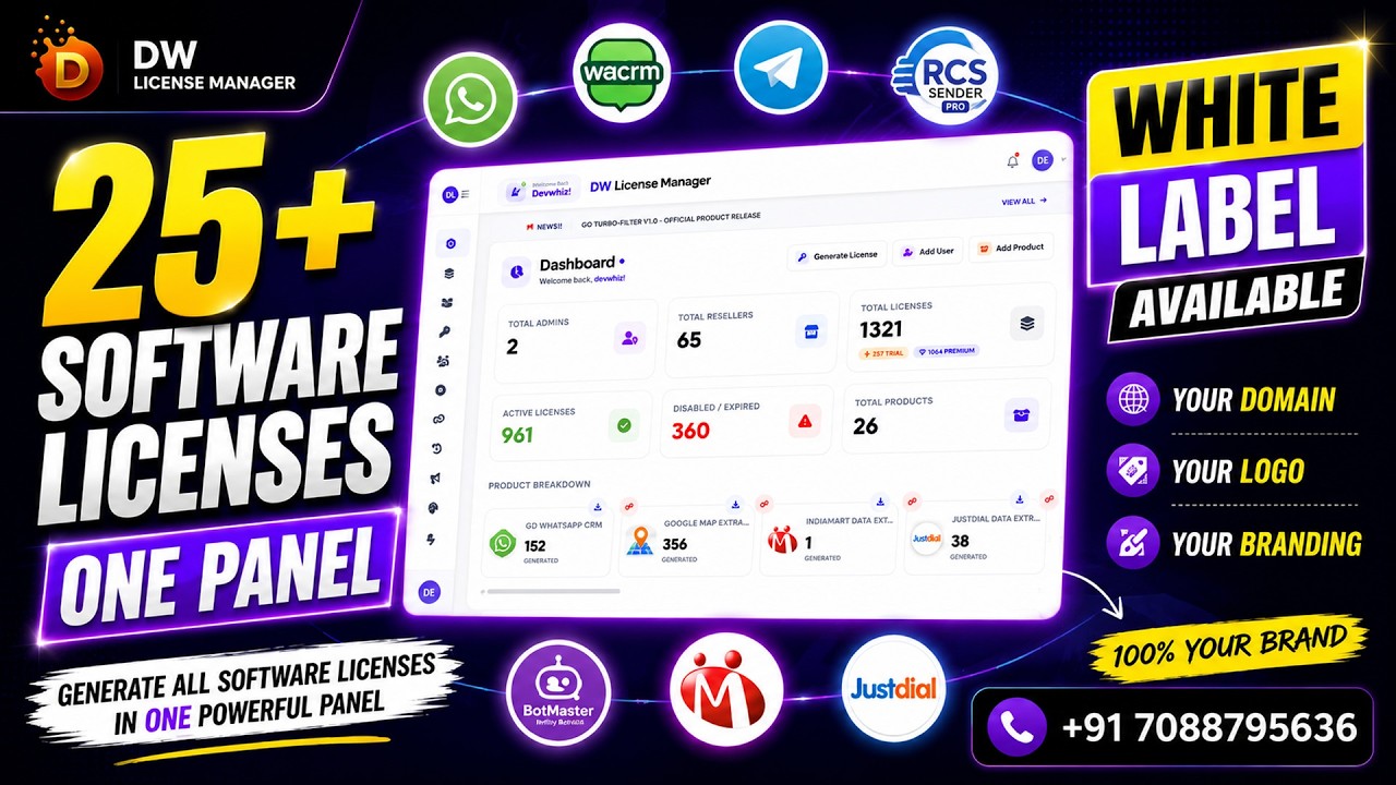 single panel for multiple software licenses | license key generator