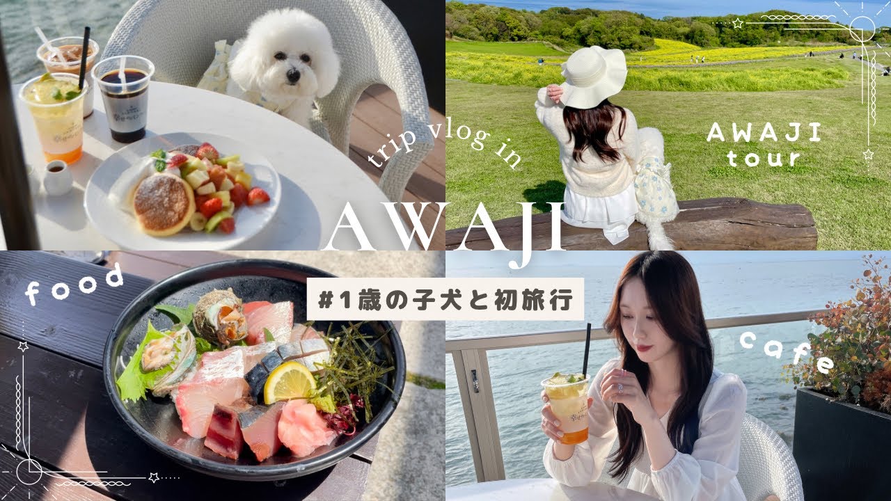 愛犬と初旅行🚢1泊2日淡路島vlog ｜グルメ･カフェ ｜おすすめ観光スポット｜旅館ルームツアー  ᝰ✍🏻day1