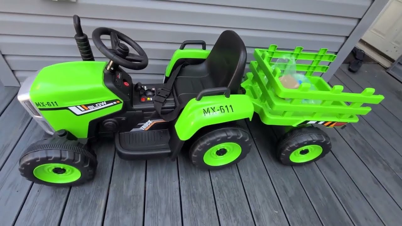 HONEY JOY Ride On Tractor with Trailer, Toddler 3 Gear Shift Ground Loader Review