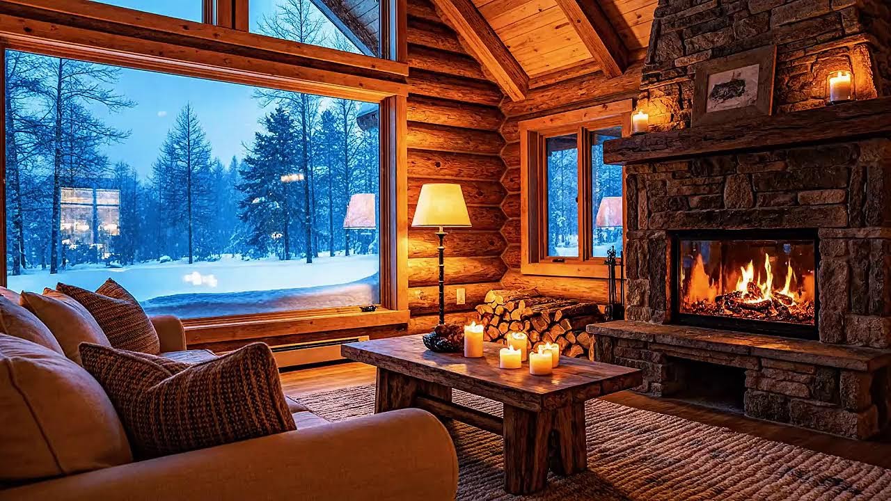 Snowy Afternoon Cabin Jazz ❄️ Cozy Lounge for Relaxation