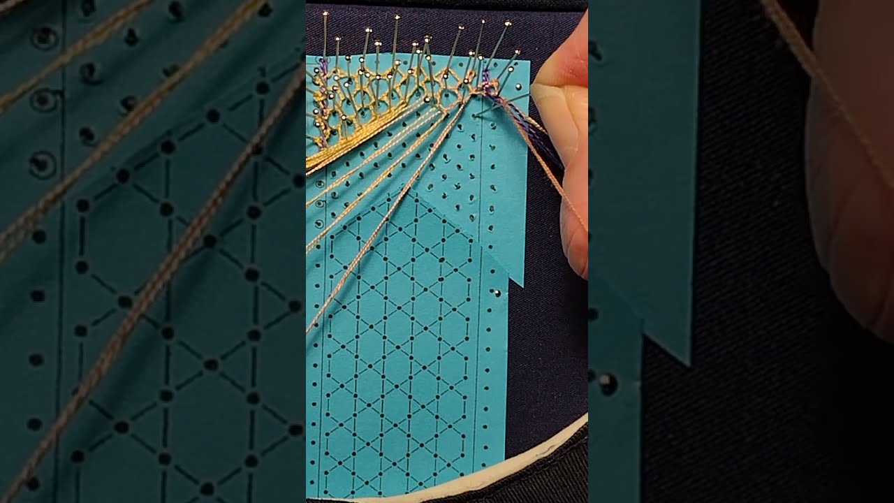 Bucks Point Sampler. 2 Catch pin and two pair edge on the footside.