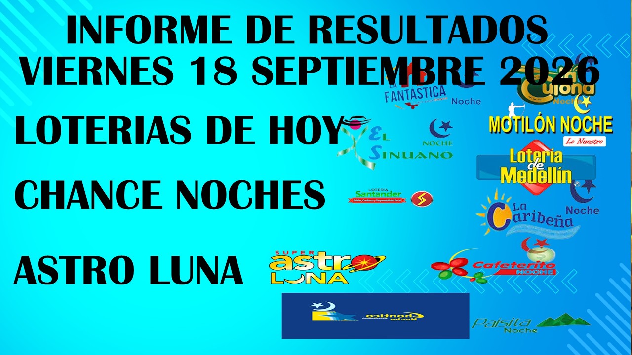 LOTERIAS DE HOY RESULTADOS  VIERNES  18 SEPTIEMBRE 2026 ASTRO LUNA DE HOY LOTERIAS DE HOY RESULTADOS