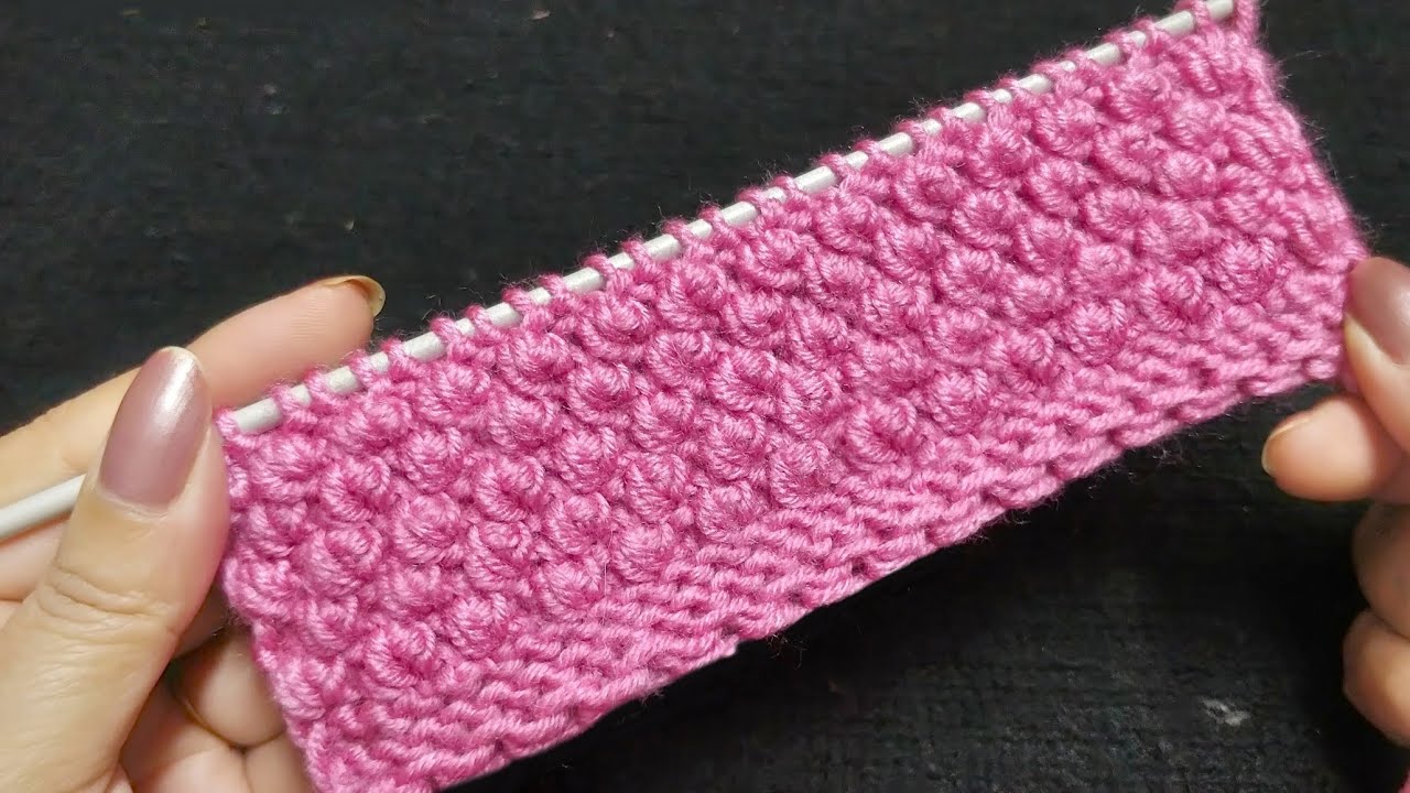 एक सलाई की गुलाब बुनाई, Very Easy 1 Row Rose Stitch Knitting Pattern