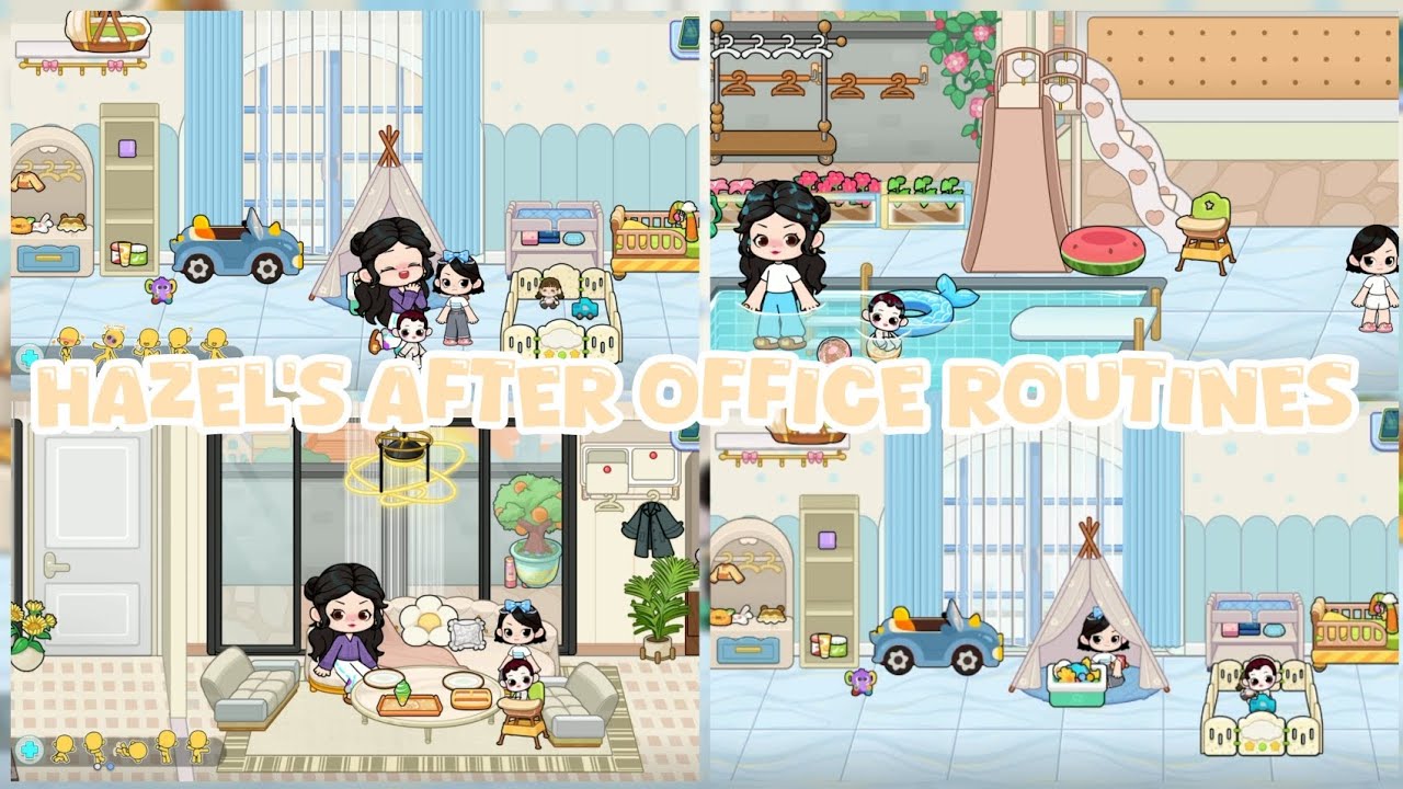 Hazel's after office routines 🎀🤍🌷✨🍂|family pool time | #@crazy_clouds-yt #gameworld|