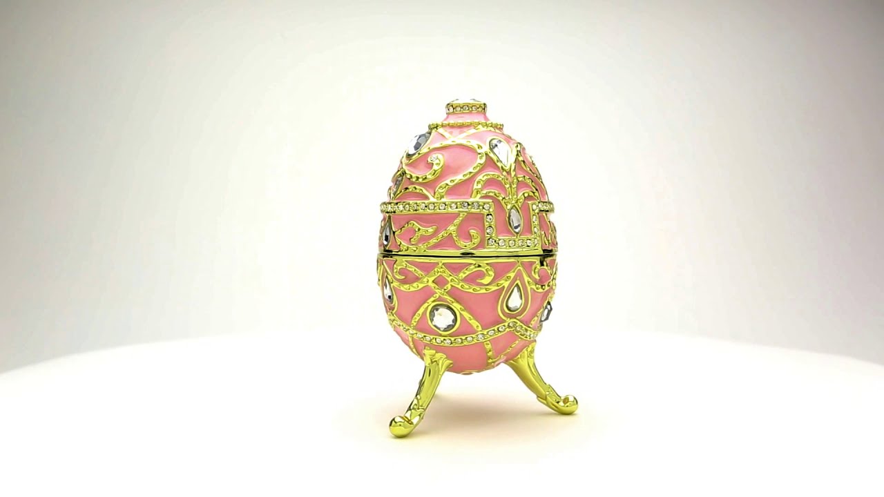 Pink Faberge Egg Trinket Box Russian Egg Decorated with Swarovski Crystals Collectors Easter Egg