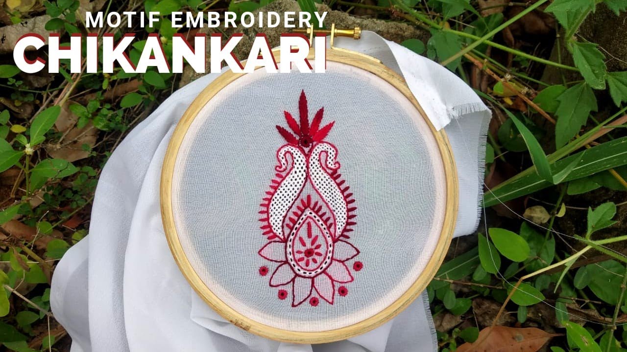 Chikankari embroidery motif with different jaali stitches | Hathkati jali | Jaali kadai