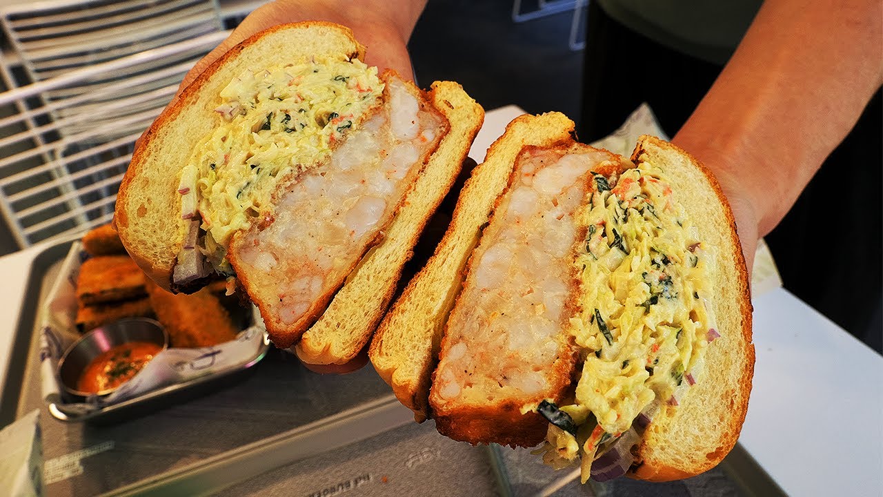 두툼한 통새우 버거 / thick shrimp burger / korean street food